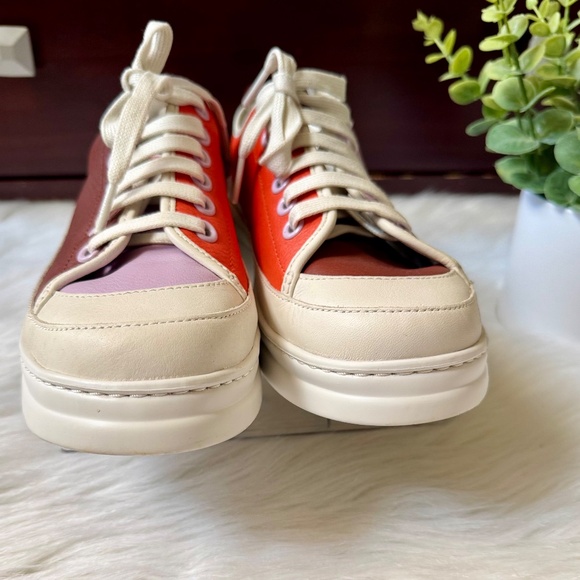 Camper Multicolor Leather Platform Sneakers Cream Orange Lilac US Size 9 - Picture 8 of 13